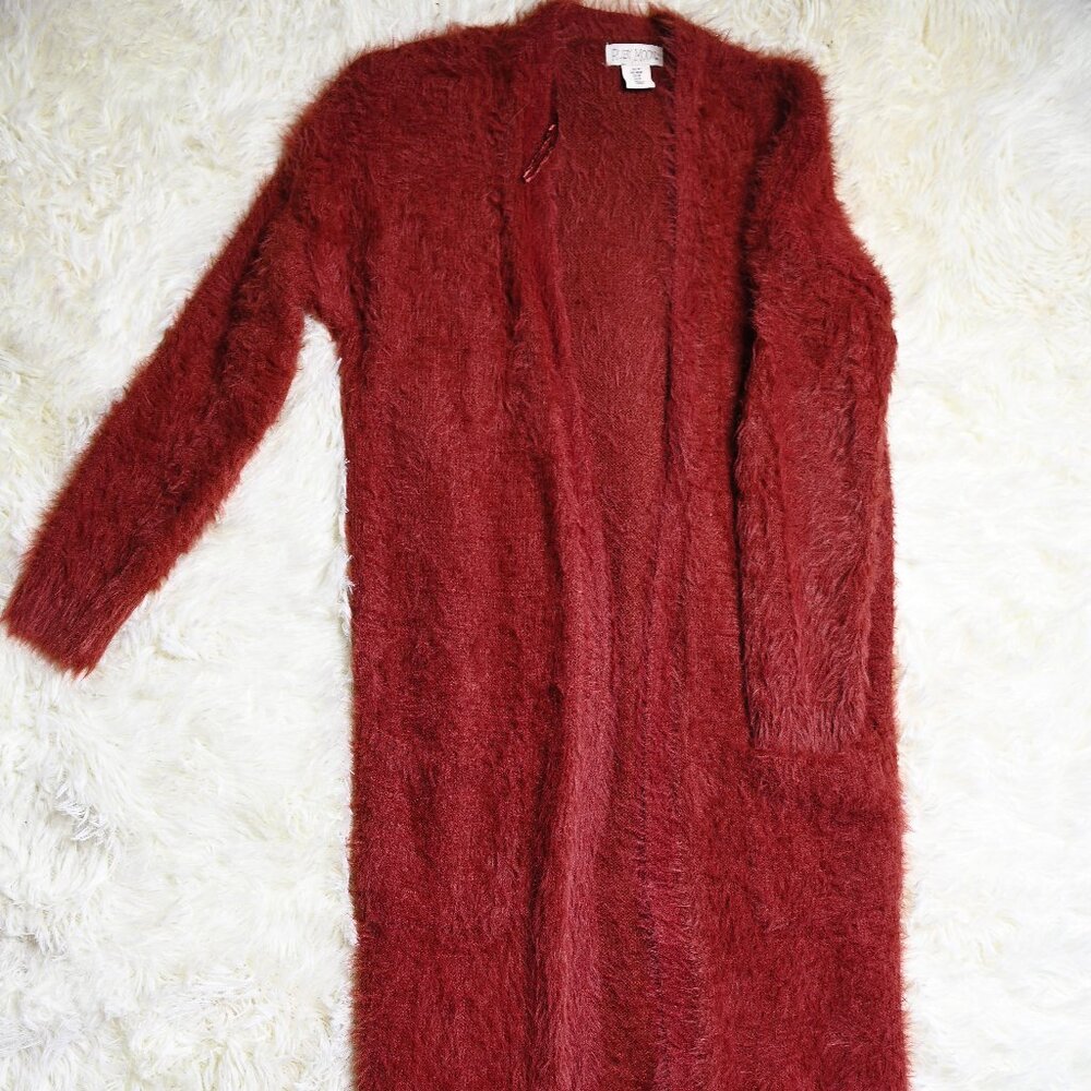 Burgundy Shag Cardigan